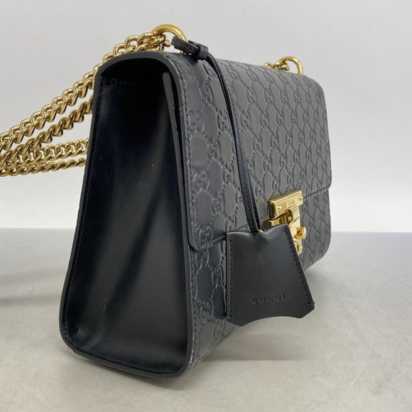 Gucci Shoulder Bag Guccissima Padlock 409486 Leather Black Women's - Picture 2 of 12